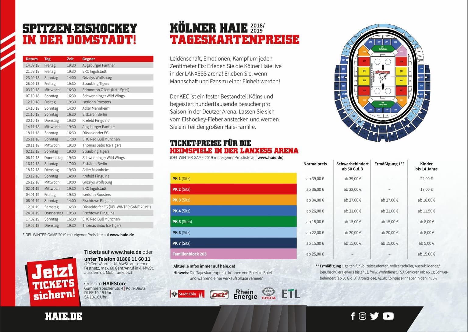 Werbemittel des KEC zur Preisgestaltung der Tageskarten