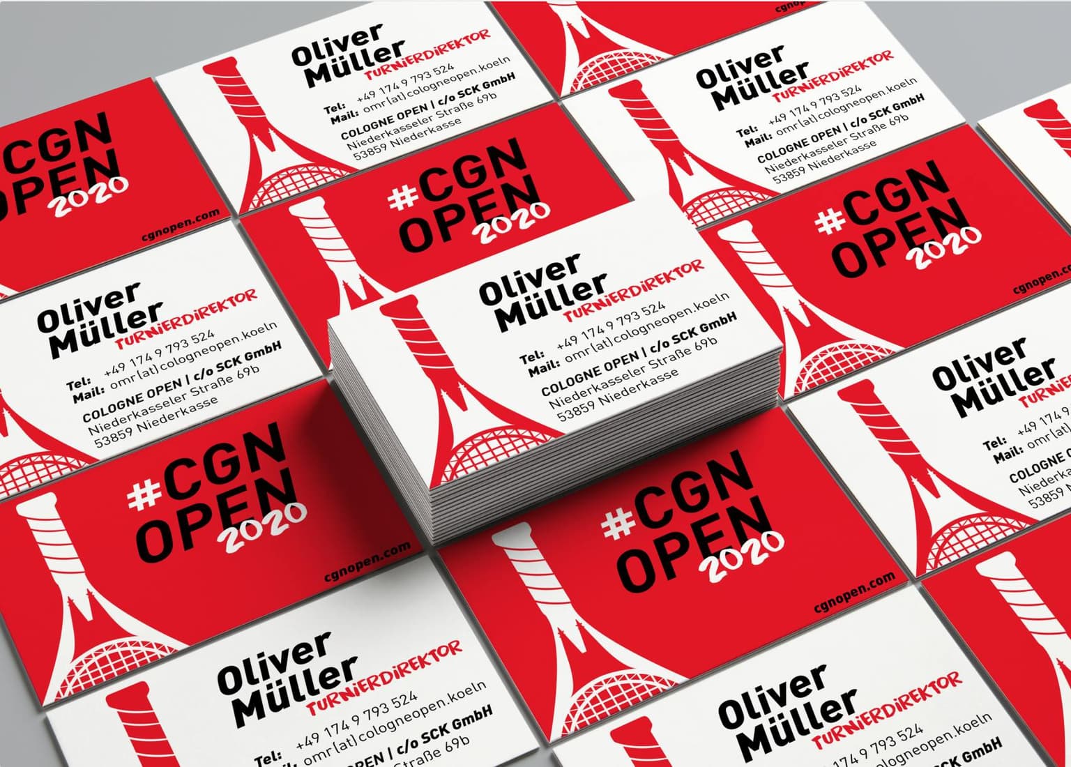 Ein Mockup von den Cologne Open Visitenkarten