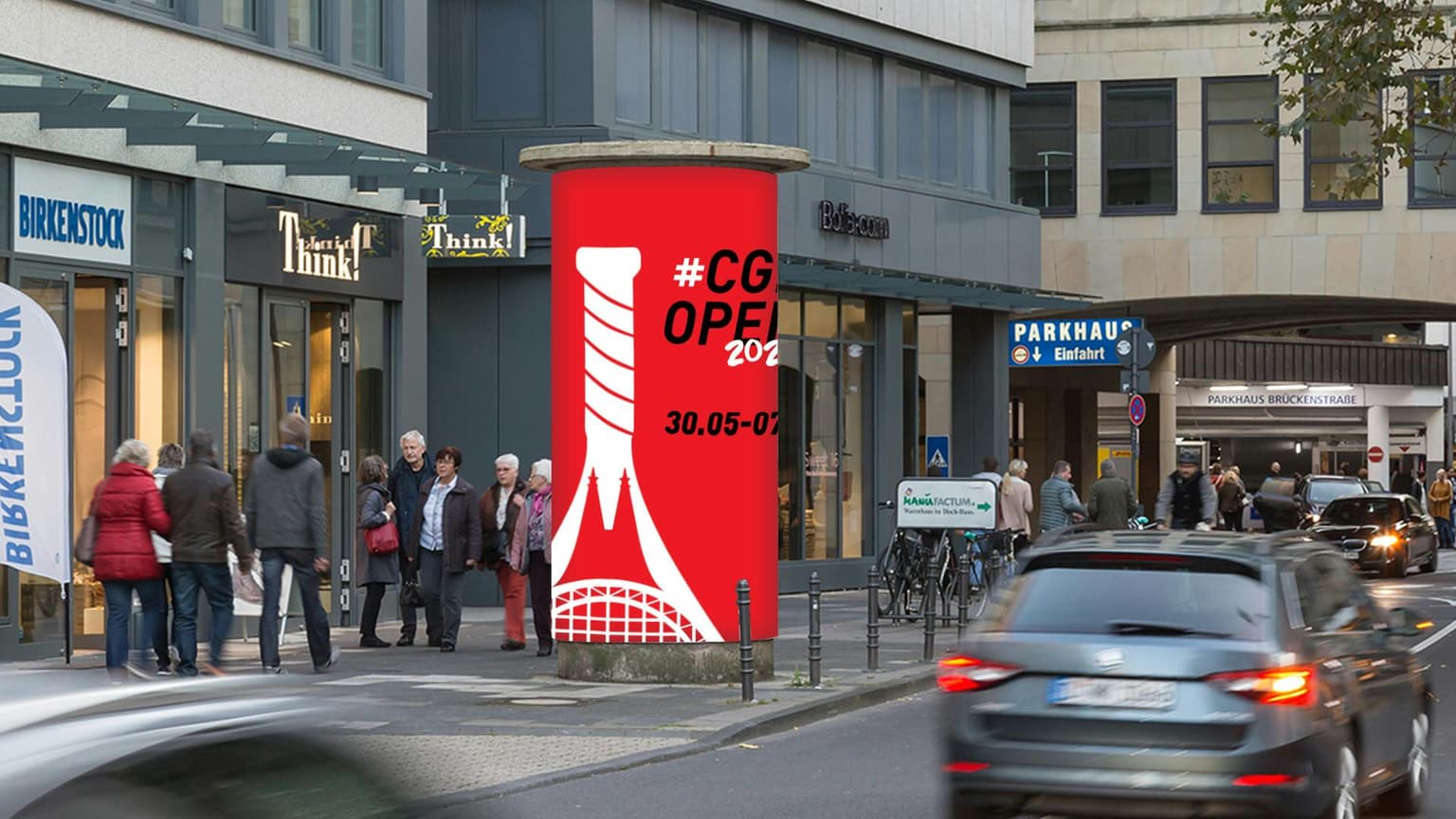Ein Mockup von einer Cologne Open Litfaßsäule