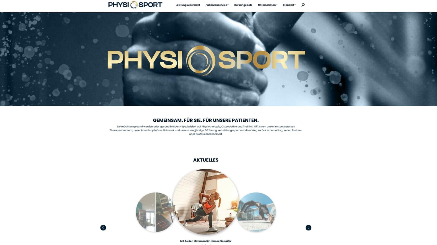 Die PhysioSport Köln Website als Screenshot