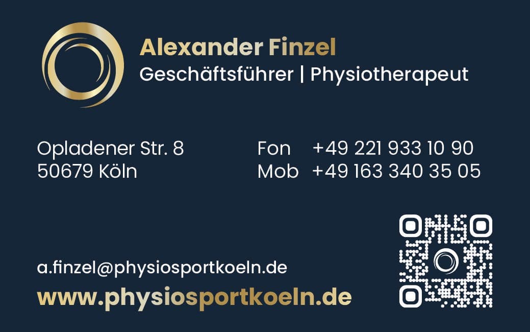 Die Visitenkarten Rückseite von PhysioSport Köln