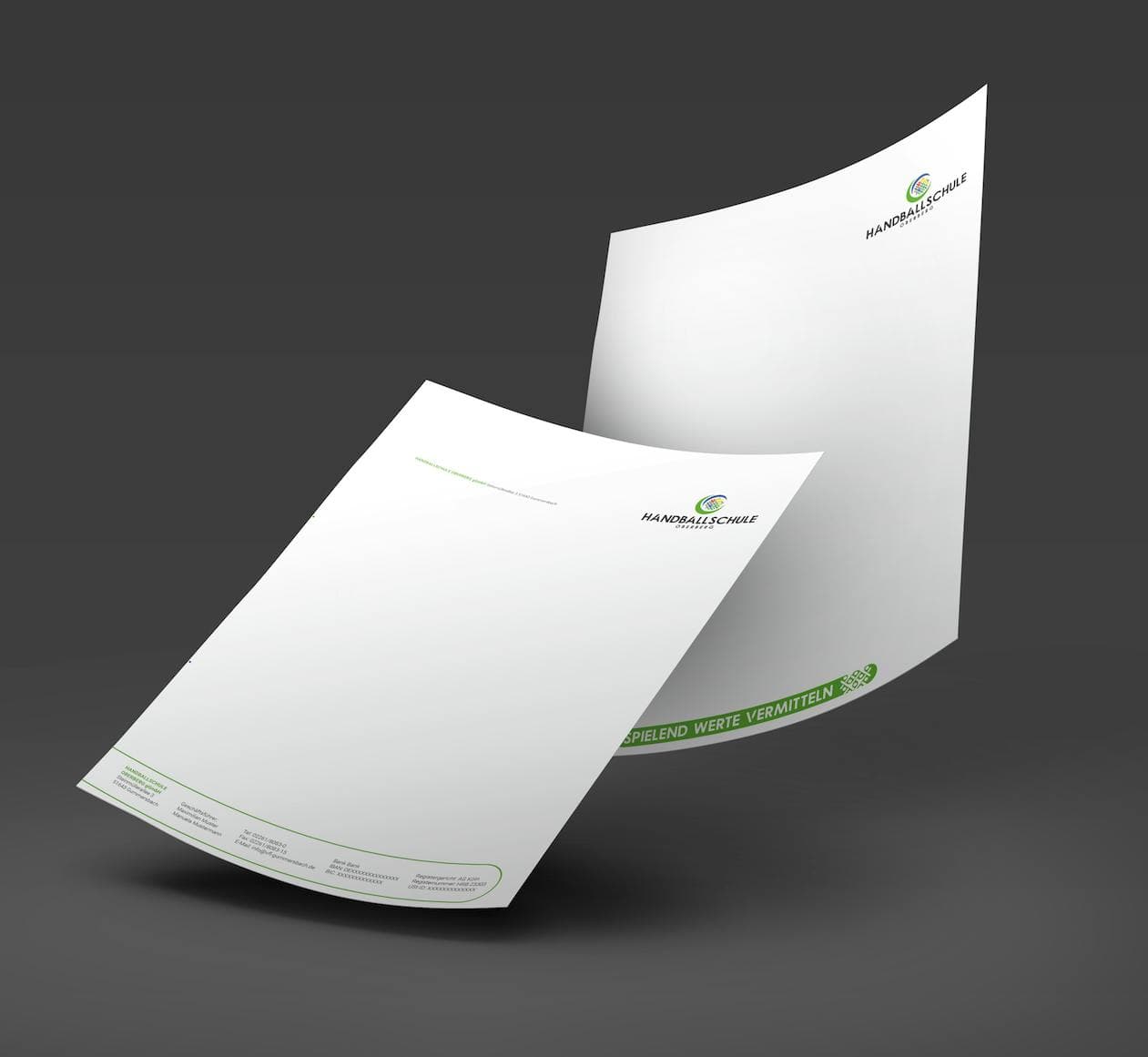 Geschäftspapier von der Handballschule Oberberg