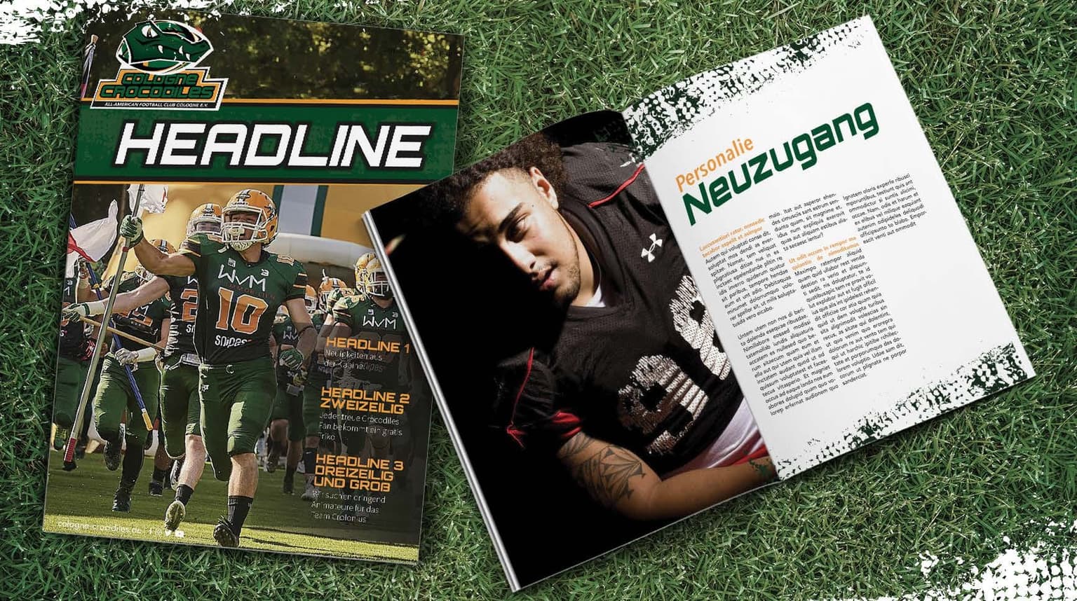 Das Cologne Crocodiles Logo auf einem Mockup für ein Magazin