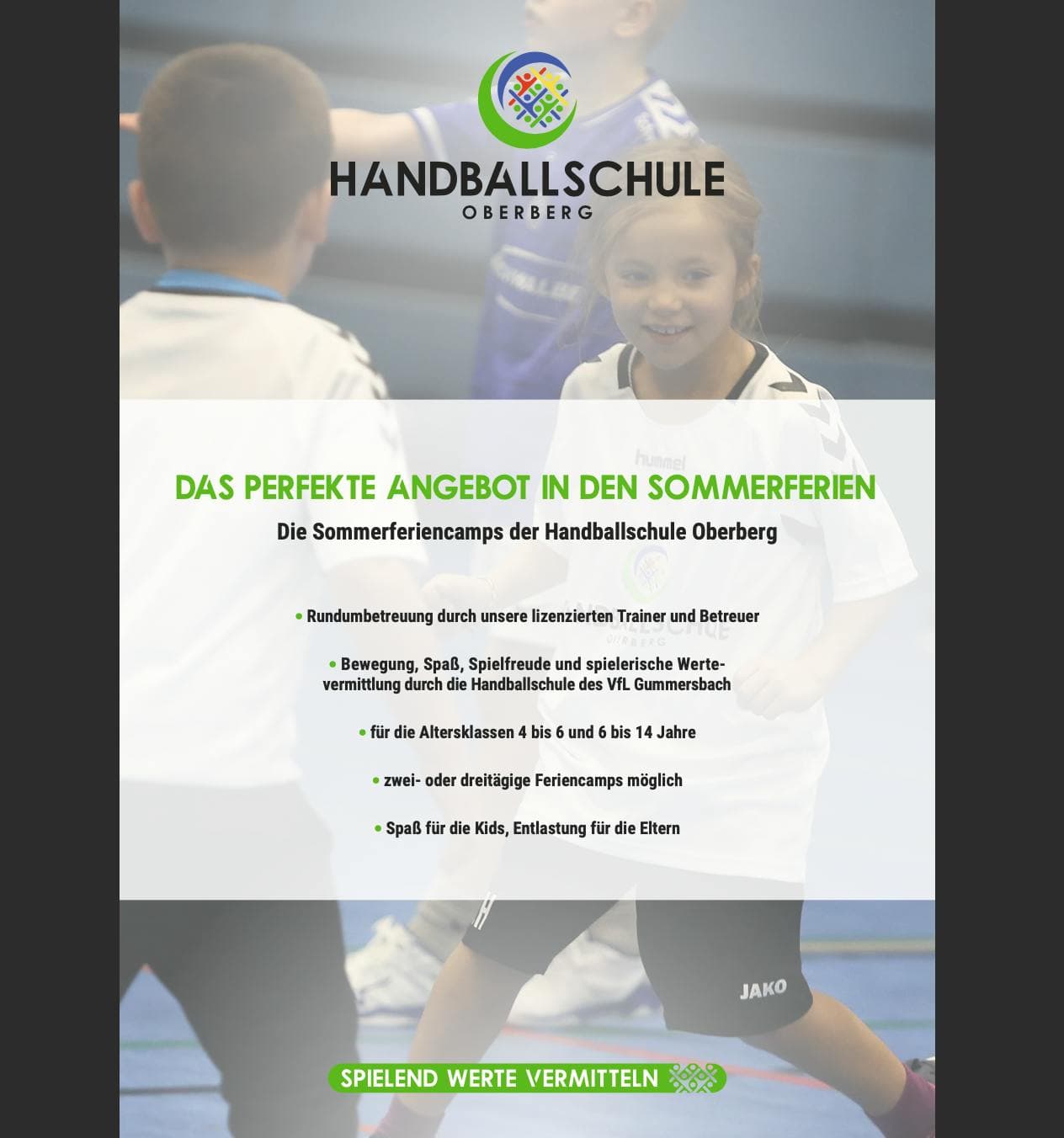 Ein Plakat von der Handballschule Oberberg